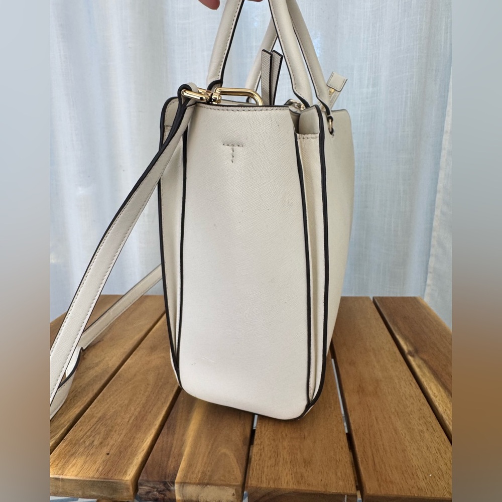 Tory Burch Robinson Large Zip Tote Ivory Saffiano Leather Satchel Crossbody Bag - Picture 4 of 15